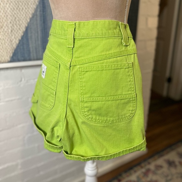 Lee Green Riveteted Dungarees Denim Shorts - Picture 9 of 10